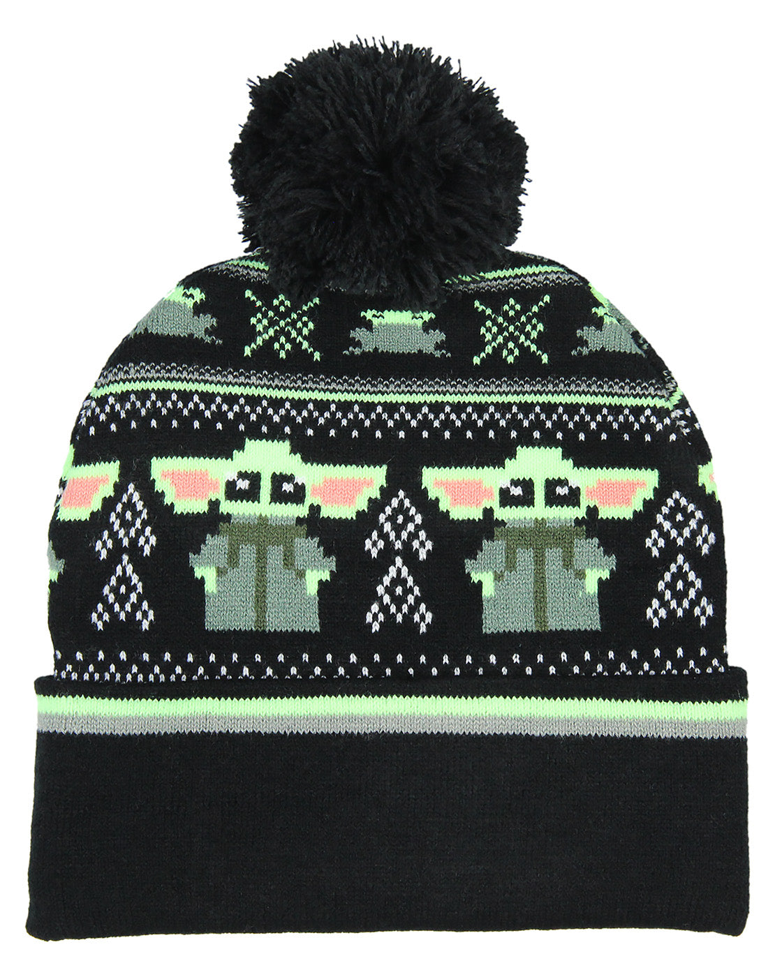Star Wars The Child Baby Grogu Fairisle Cuff Knit Pom Youth Beanie