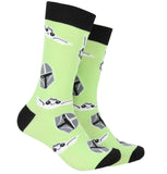 Star Wars The Mandalorian Baby Yoda Grogu and Mando Adult Crew Socks 2 Pair