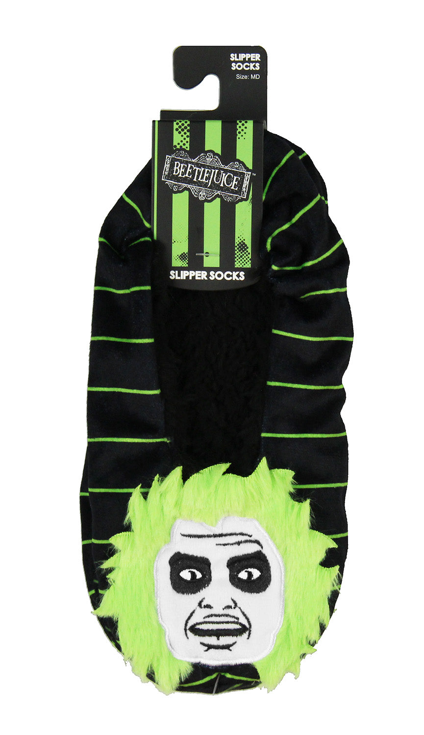 Beetlejuice Slippers 3D Hair Embroidered Character Slipper Socks No-Slip Sole
