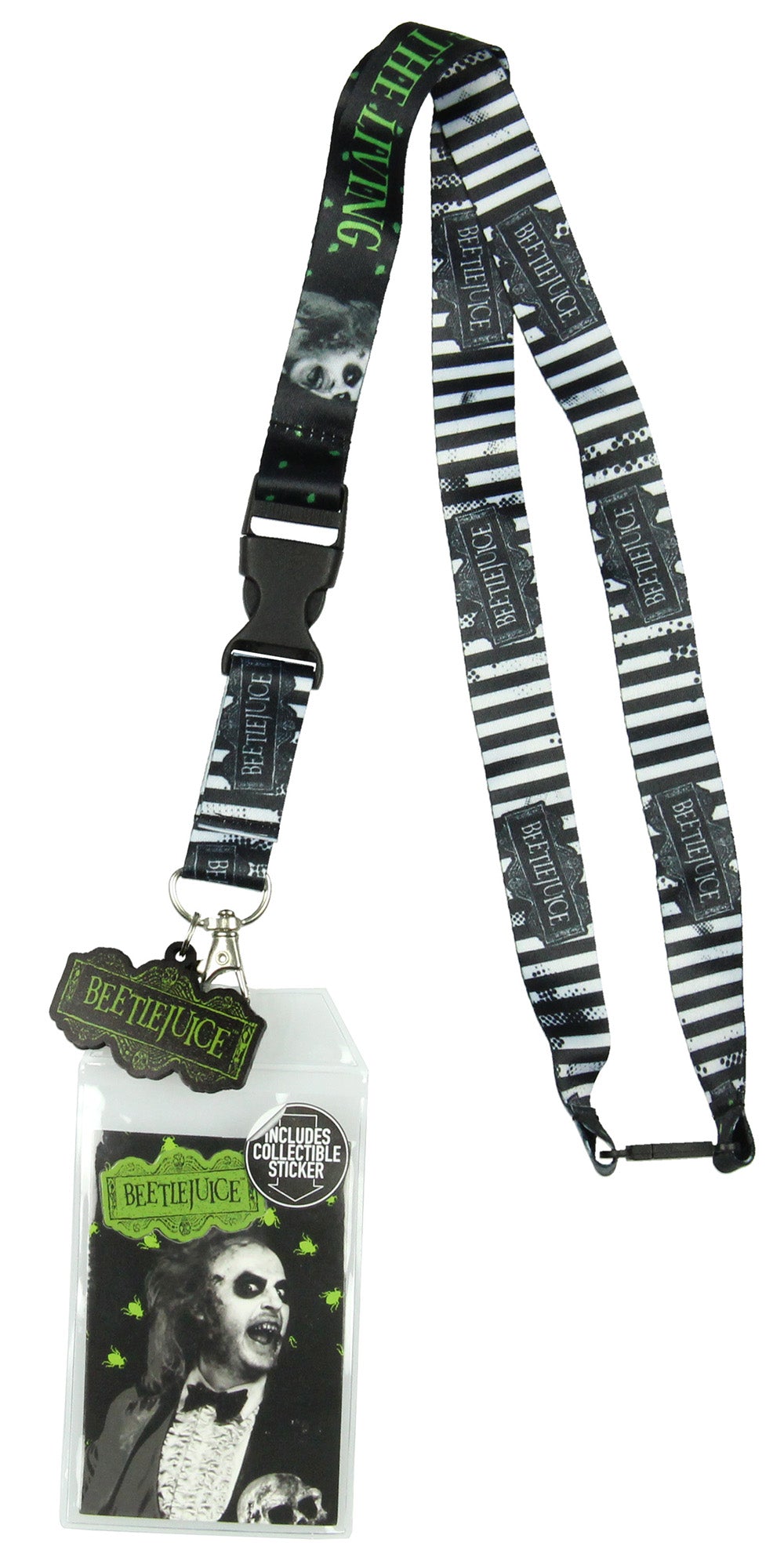 Beetlejuice Never Trust The Living Lanyard ID Holder, Charm And Sticker