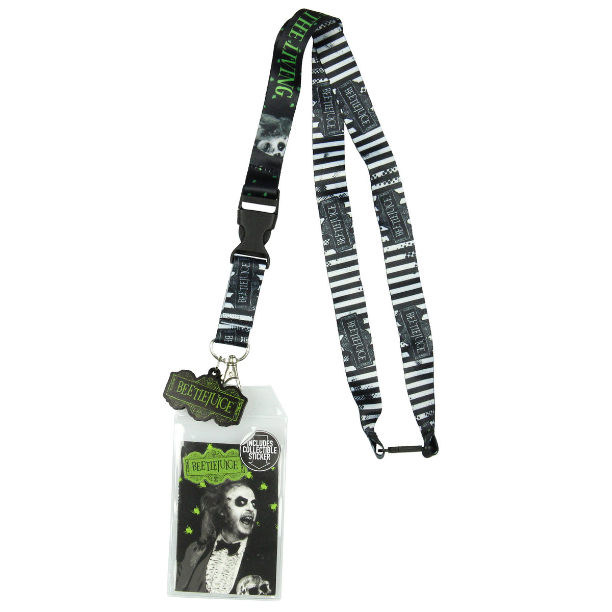 Beetlejuice Never Trust The Living Lanyard ID Holder, Charm And Sticker
