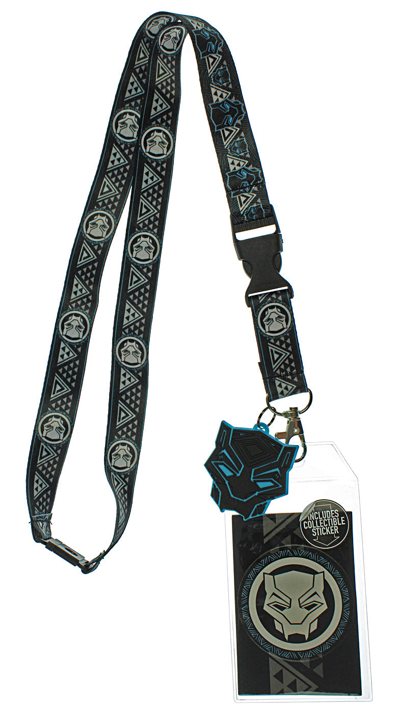 Marvel Black Panther Pattern Lanyard With Charm And ID Holder