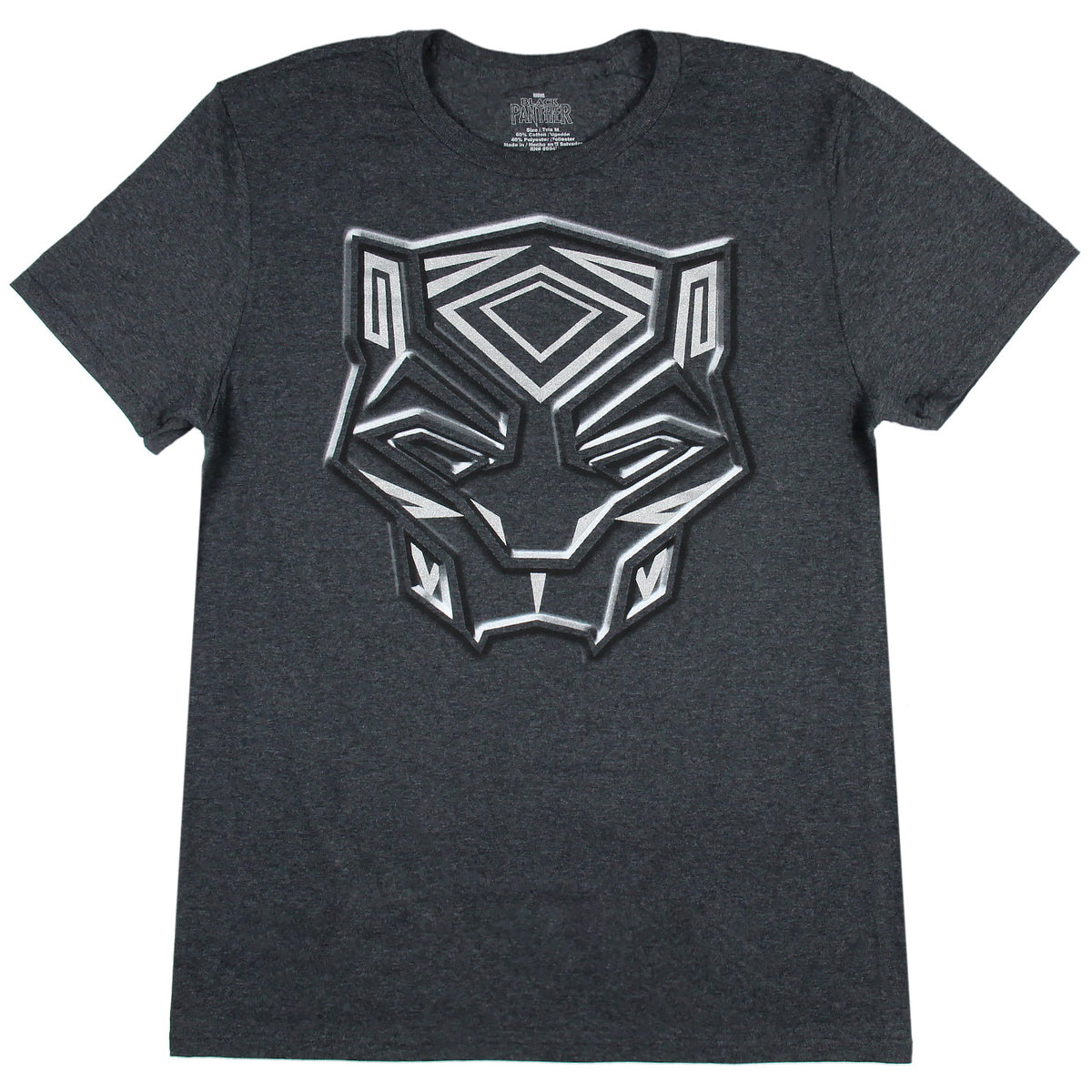 Black Panther Men's Silver Metallic Ink Tribal Logo Adult Superhero T-Shirt
