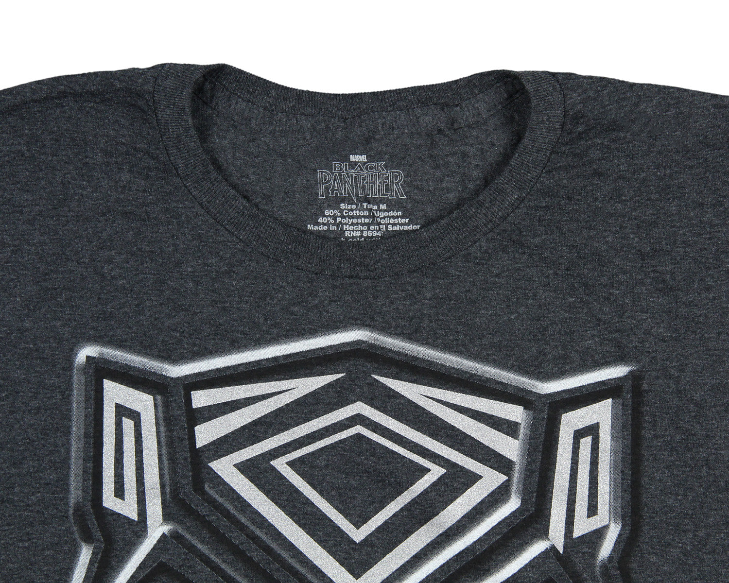 Black Panther Men's Silver Metallic Ink Tribal Logo Adult Superhero T-Shirt