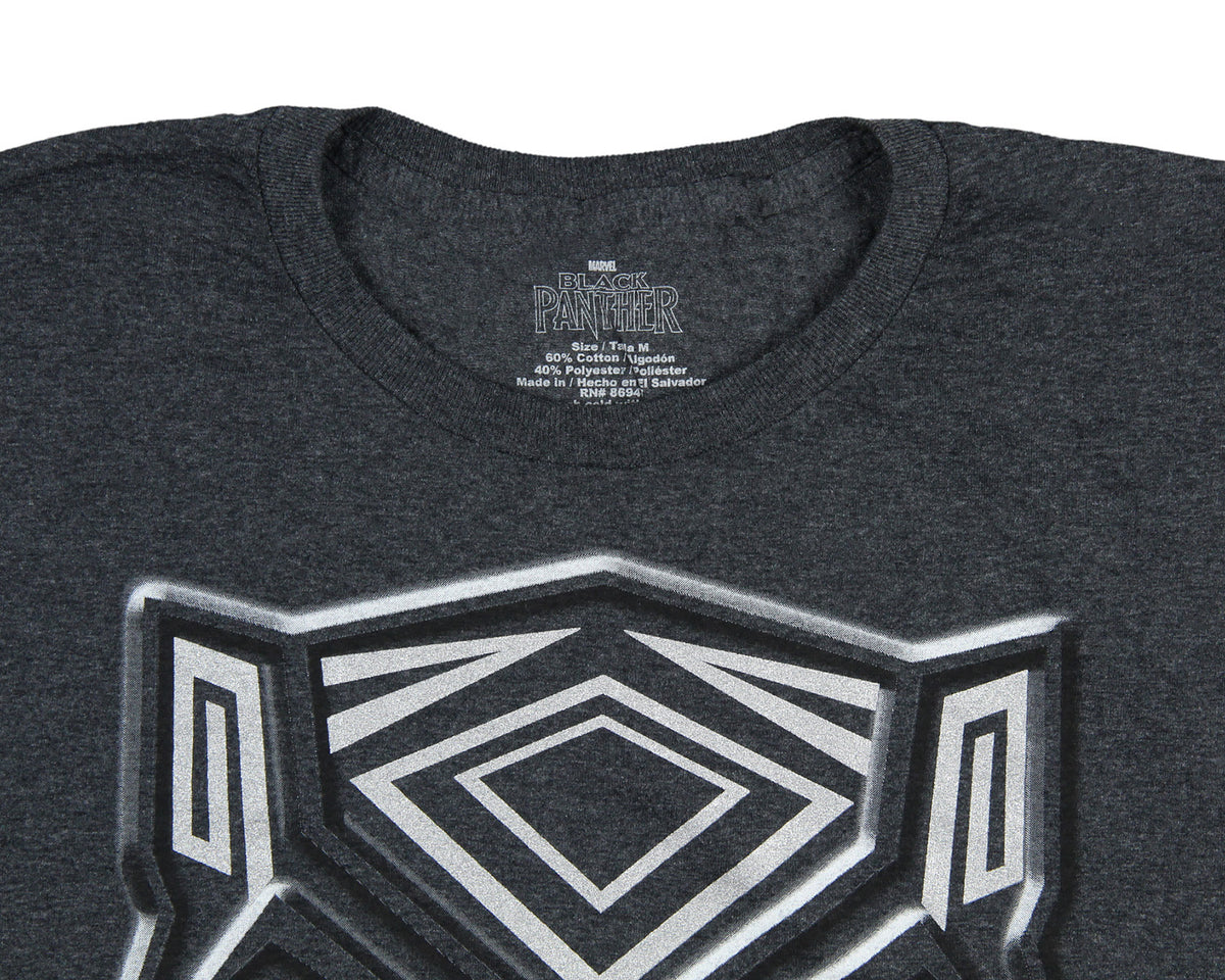 Black Panther Men's Silver Metallic Ink Tribal Logo Adult Superhero T-Shirt