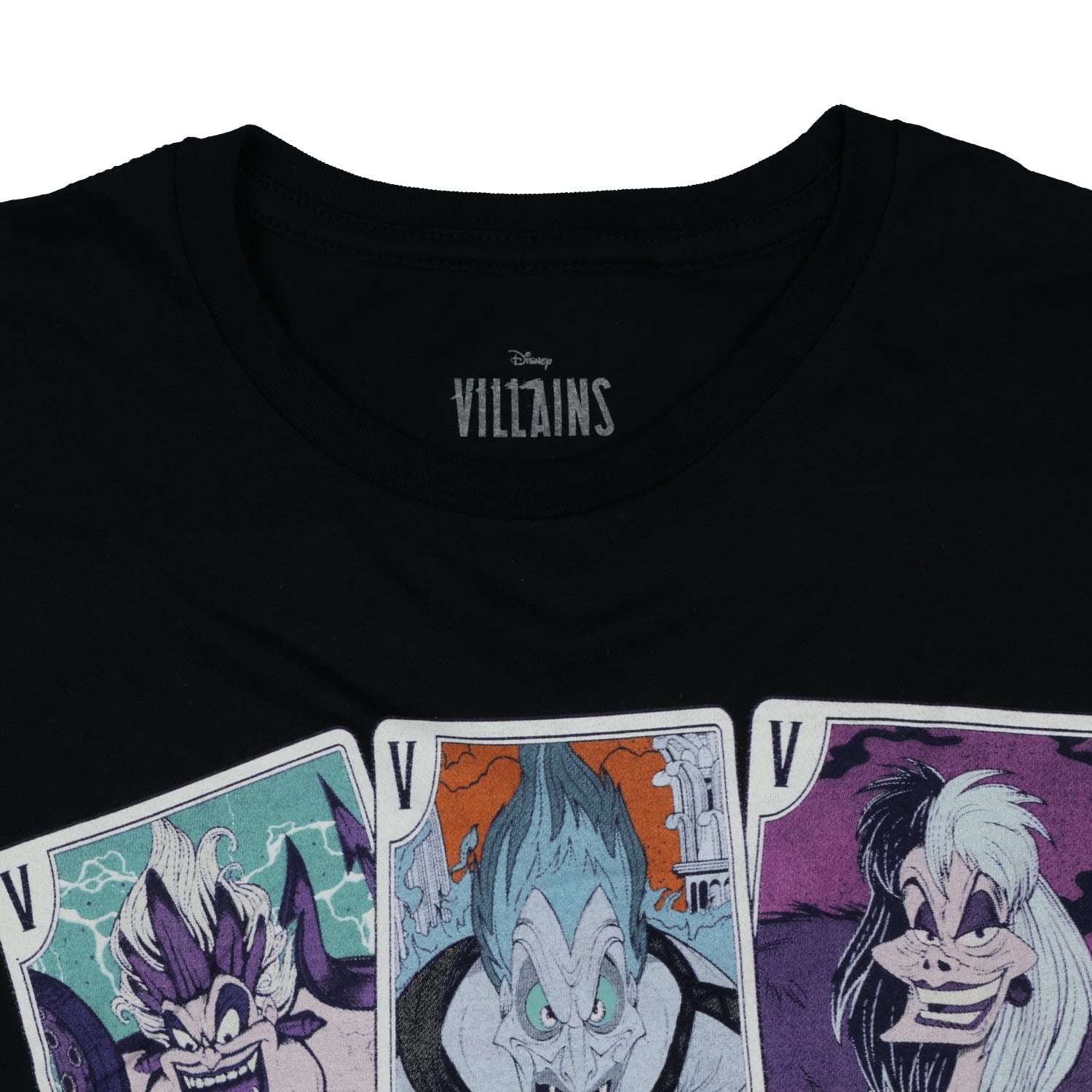 Disney Villains Character Playing Cards Design Short Sleeve T-Shirt (XL)