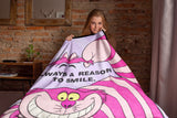 Disney Alice In Wonderland Cheshire Cat Just Smile Micro Raschel Blanket 46"x60"