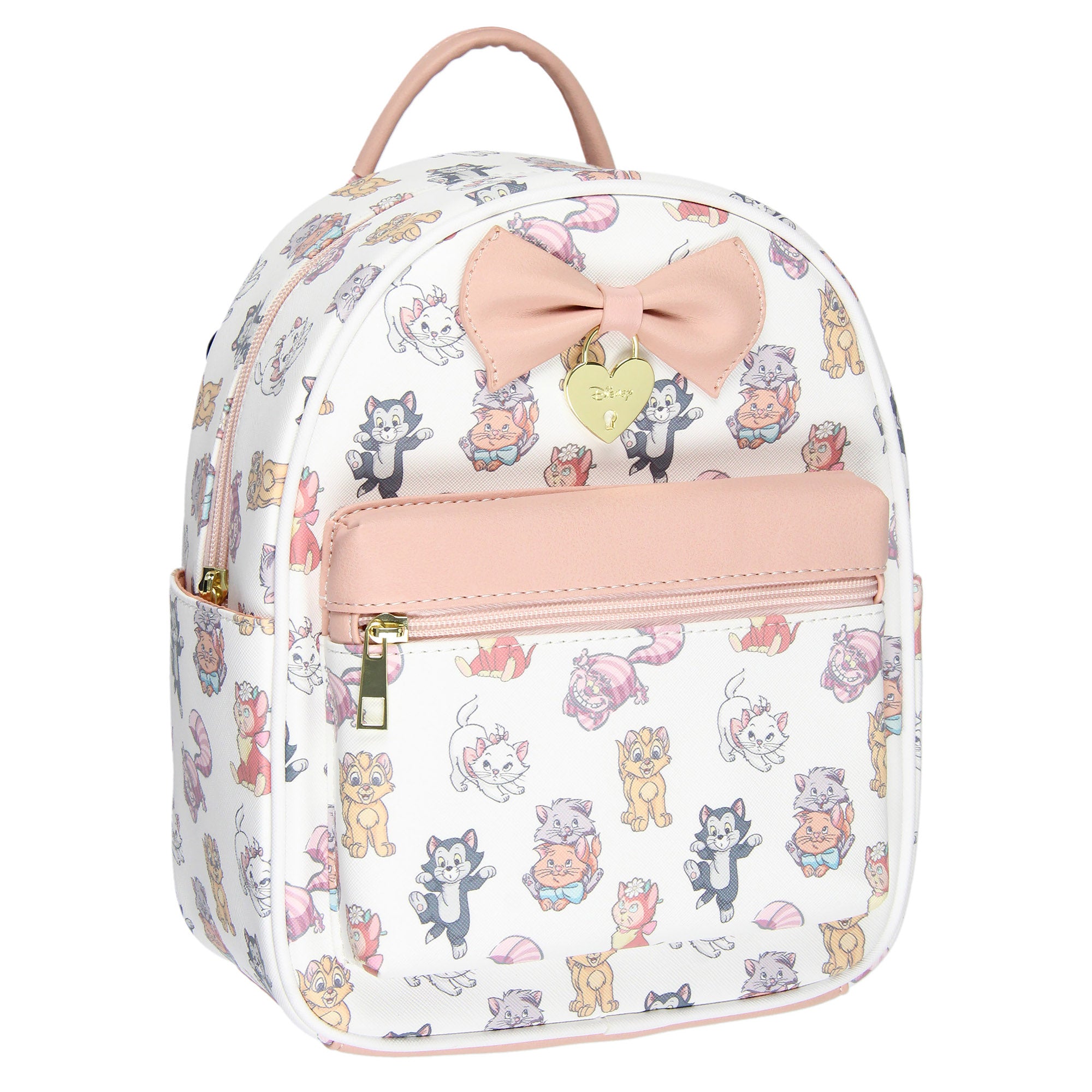 Disney Cats Saffiano Faux Leather Tote Bag Mini Backpack 12"