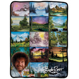 Bob Ross Picture Collage Blanket  46" X 60" Flannel Fleece Throw
