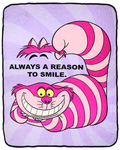 Disney Alice In Wonderland Cheshire Cat Just Smile Micro Raschel Blanket 46"x60"