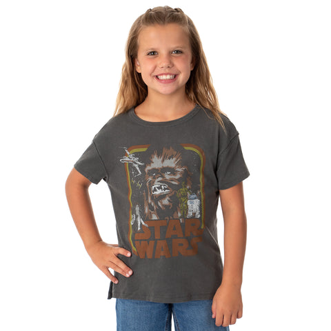 Star Wars Girls' Vintage Chewbacca Retro Characters Design Graphic T-Shirt