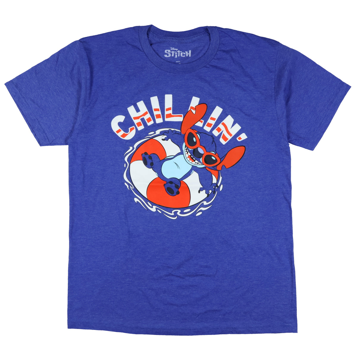 Disney Stitch T-Shirt Men's Chillin Swim Floatie Design Short Sleeve Tee