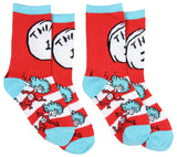 Dr. Seuss Socks Kids Cat In The Hat THING ONE THING TWO Pack Crew Socks Boys Girls