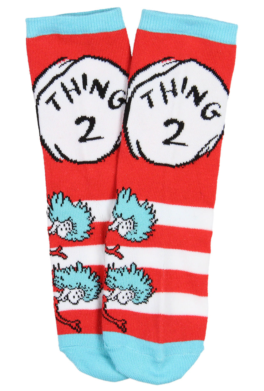 Dr. Seuss Socks Kids Cat In The Hat THING ONE THING TWO Pack Crew Socks Boys Girls