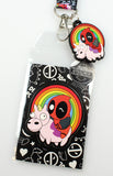 Marvel Deadpool Lanyard with Unicorn Rainbow Charm and Detachable ID Holder