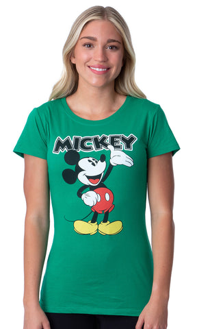 Disney Womens' Classic Comfy Mickey Mouse Character Crewneck Shirt Top