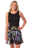 Disney Womens' Maleficent Sleeping Beauty Stained Glass Chiffon Tank Dress