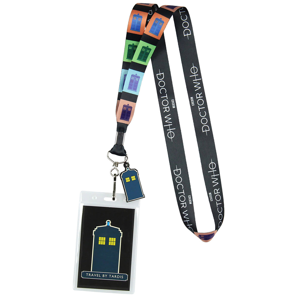 Doctor Who Lanyard ID Badge Holder Travel By Tardis Lanyard w/ Charm