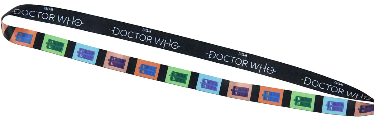 Doctor Who Lanyard ID Badge Holder Travel By Tardis Lanyard w/ Charm