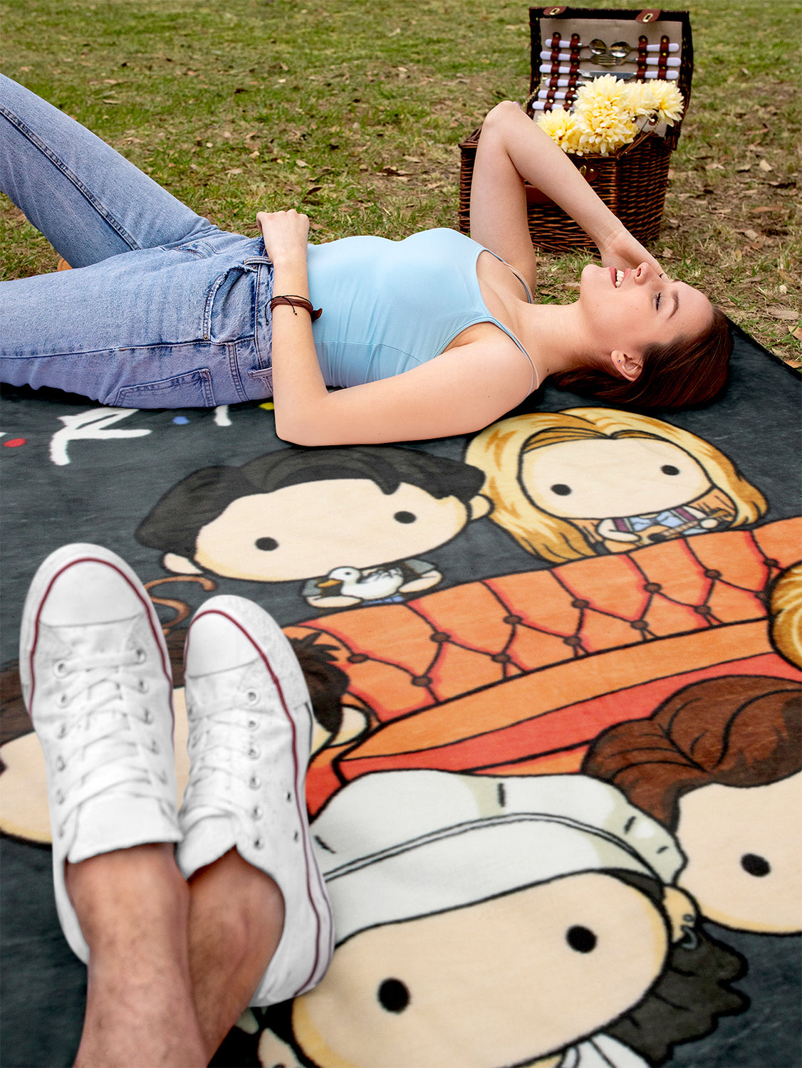 Friends TV Show Chibi Characters Micro Raschel Throw Blanket 46"x60"