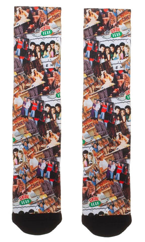 FRIENDS TV Show Scenes Collage All Over Sublimated Print Crew Socks
