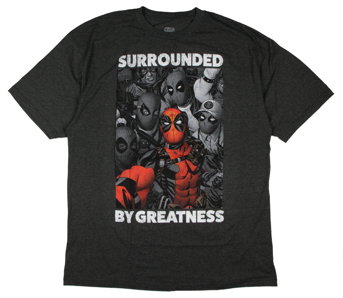 Marvel Men's Deadpool Surrounded By Greatness Crackle Design T-Shirt