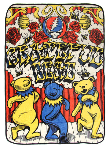Grateful Dead Dancing Bear Show Super Soft And Cuddly Fleece Plush Throw Blanket
