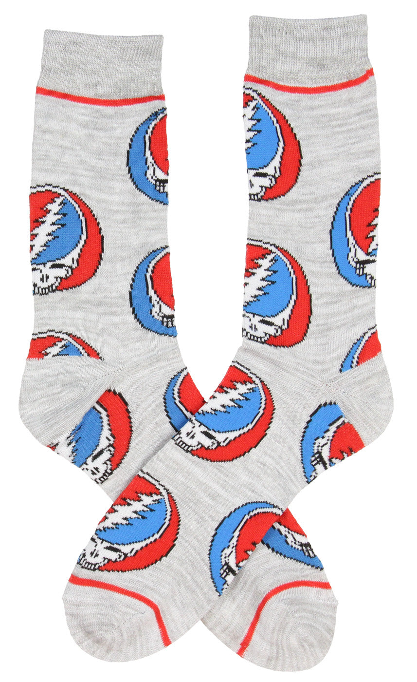Grateful Dead Steal Your Face and Rainbow Bear Adult Crew Socks 2 Pair