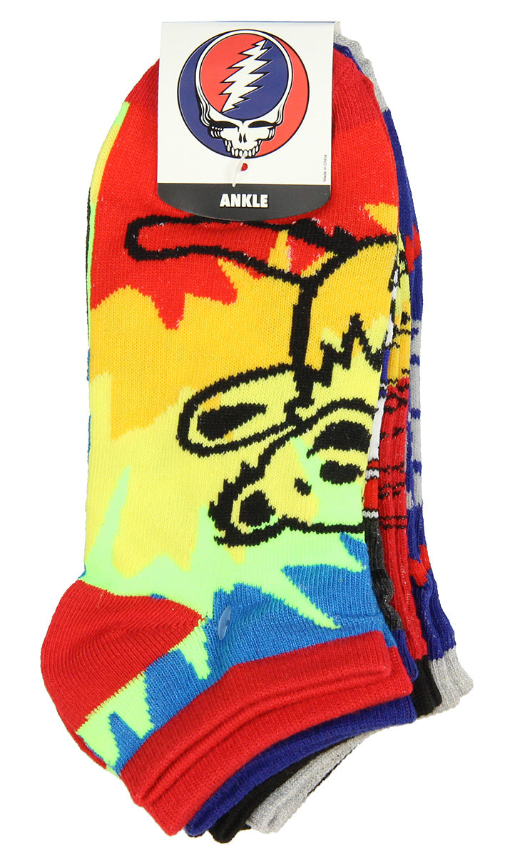 Grateful Dead Socks Adult Dancing Bears And Steal Your Face 6 Pack Ankle Socks
