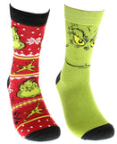 Dr Seuss GRINCH Grinchmas Adult Holiday Crew Socks 2 Pair