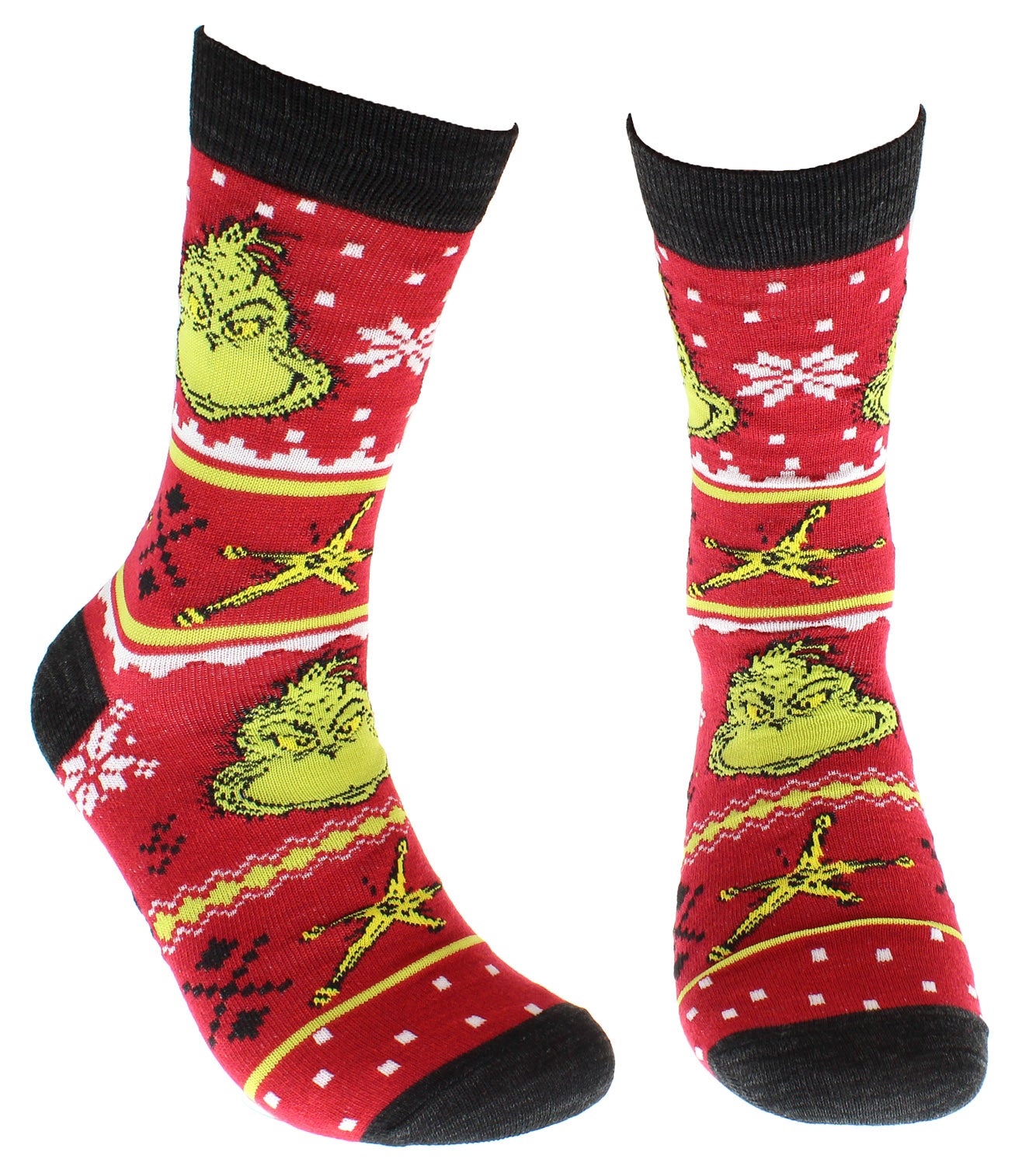 Dr. Seuss GRINCH Grinchmas Adult Holiday Crew Socks 2 Pair