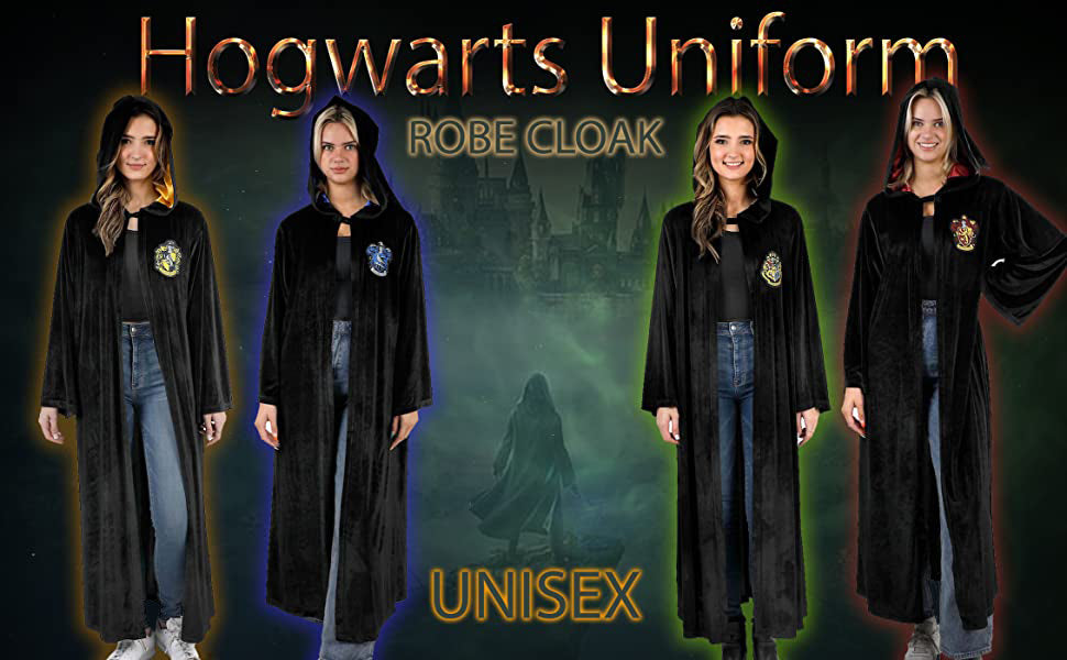 Harry Potter Costume Robe Cloak Adult, OSFM - Hogwarts Houses Crest