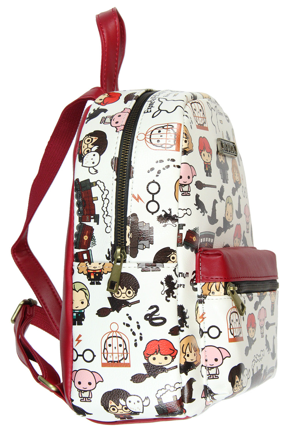 Harry Potter Allover Chibi Character Pattern Faux Leather Tote Bag Mini Backpack 11"