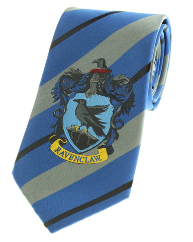 Premium Harry Potter Tie Striped House Crest Necktie Neckwear Tie Cosplay Costume Wizarding World (Ravenclaw)