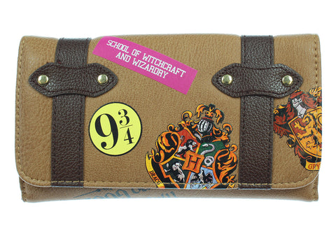 Harry Potter Hogwarts School Trunk Inspired Snap Closure Trifold Wallet