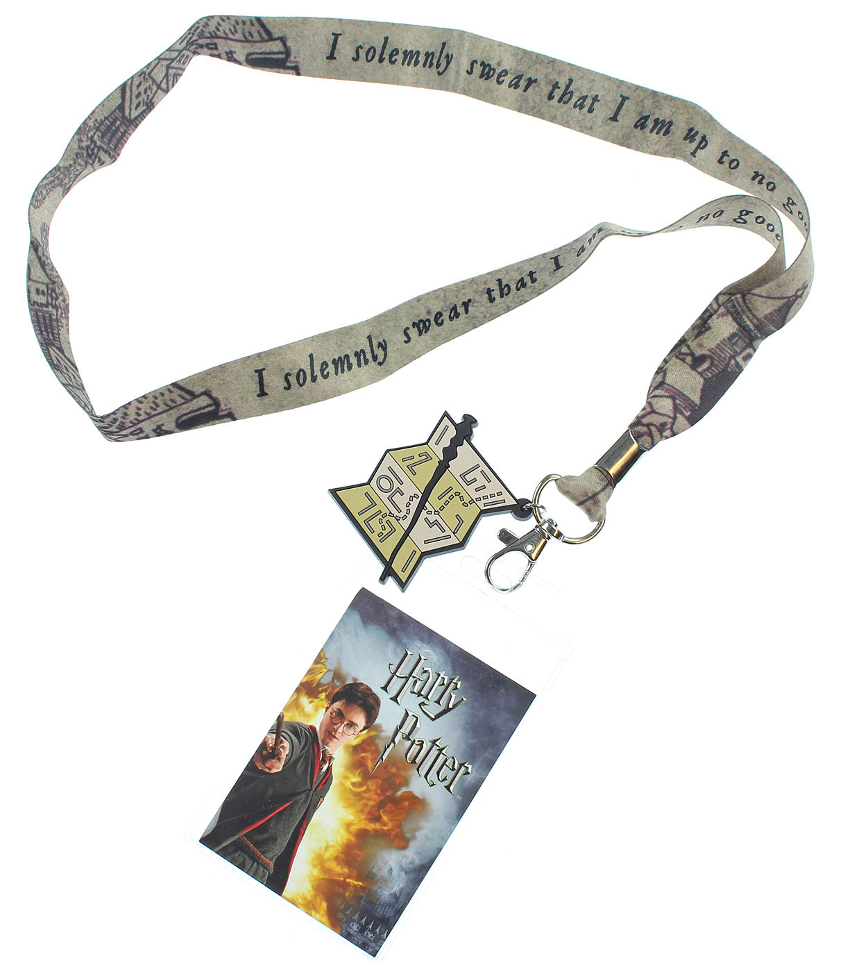 Harry Potter I Solemnly Swear That I Am Up To No Good Lanyard w/ Badge Holder and Marauders Map Charm