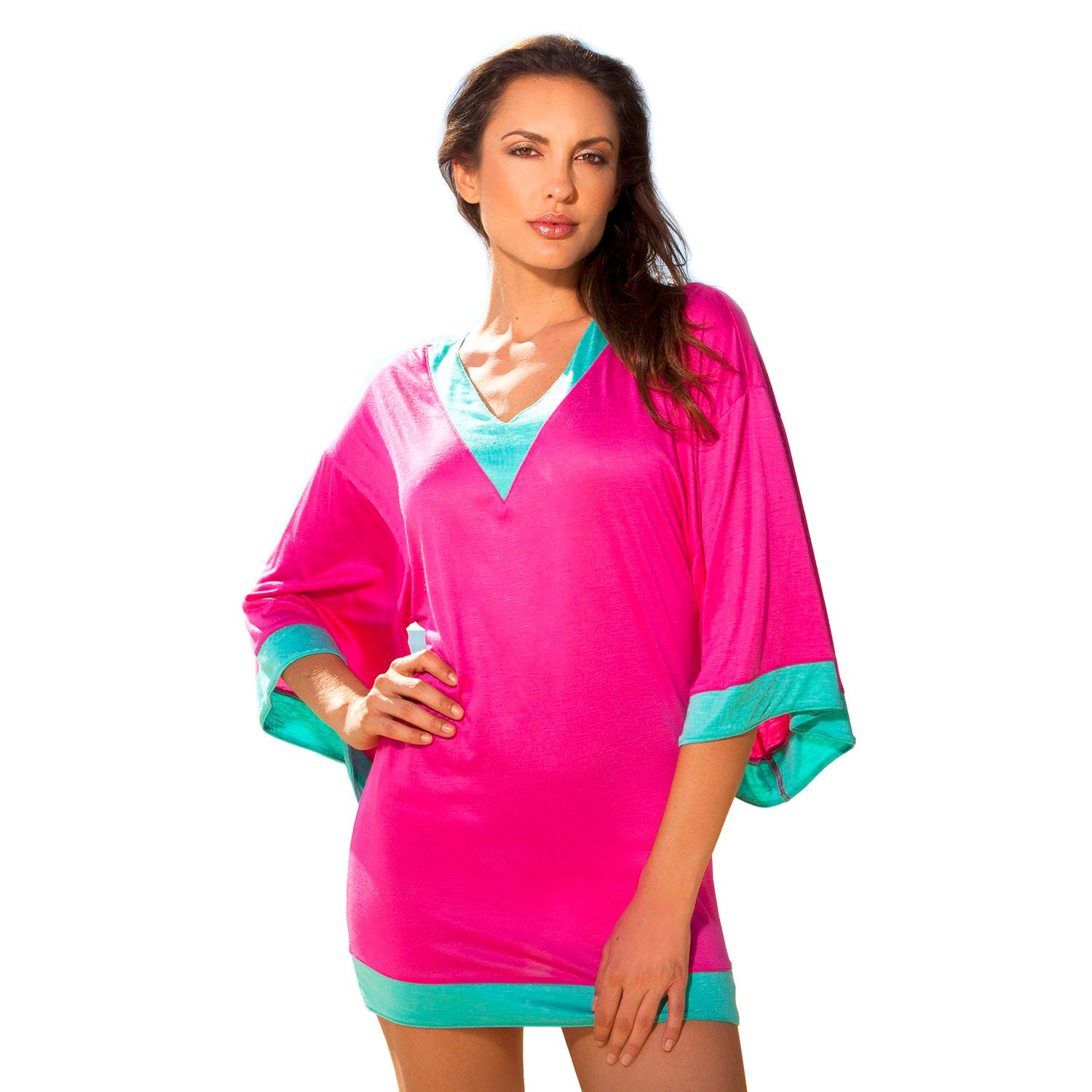 Ingear Beach Pool Cover-up Color Block Tunic