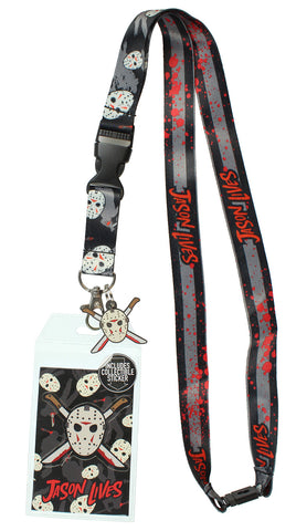 Friday The 13th Jason Lives ID Lanyard Badge Holder With 1.5" Rubber Pendant