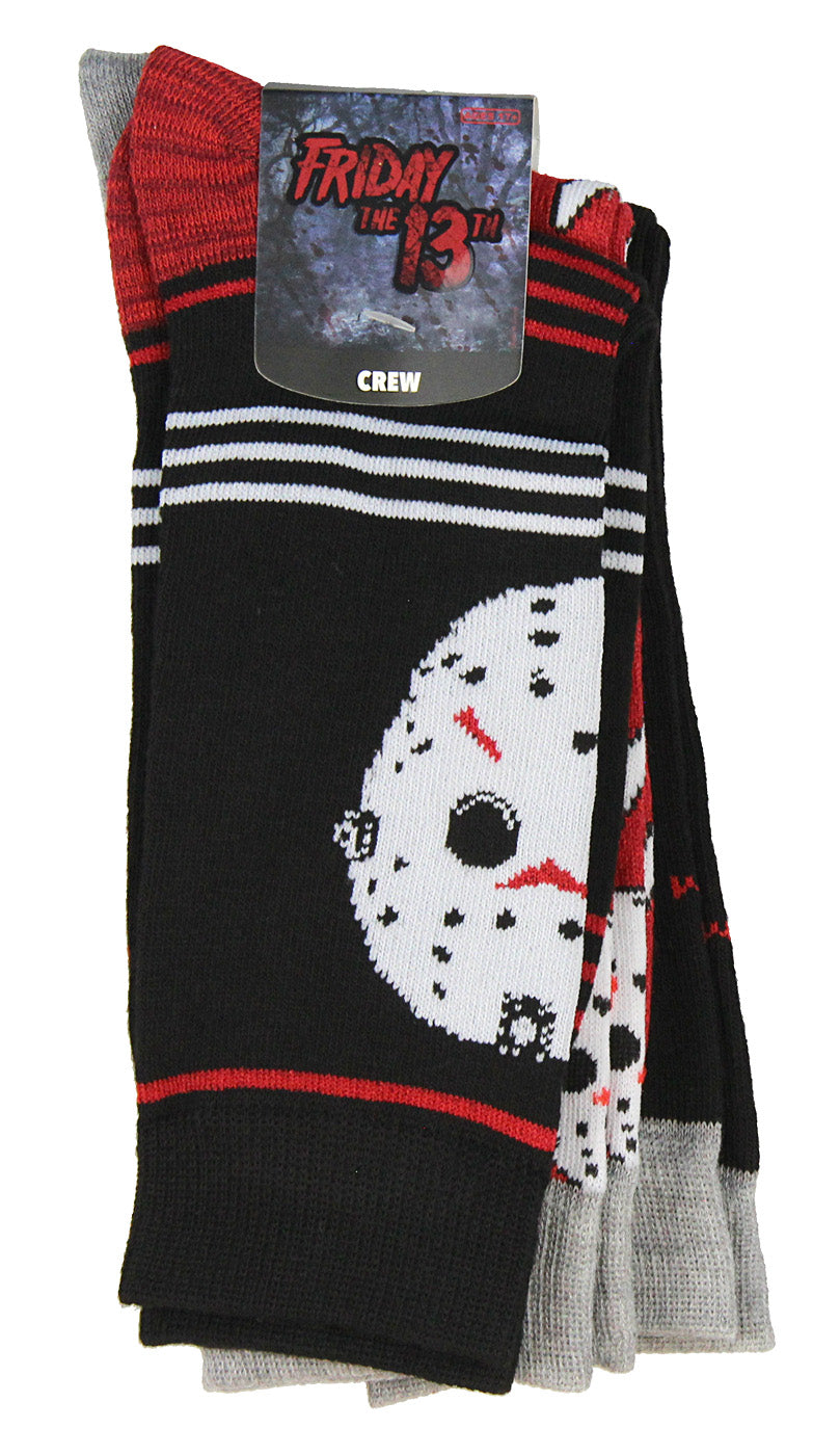 Friday The 13th Jason Voorhees Mask Adult 3 Pack Crew Socks for Men