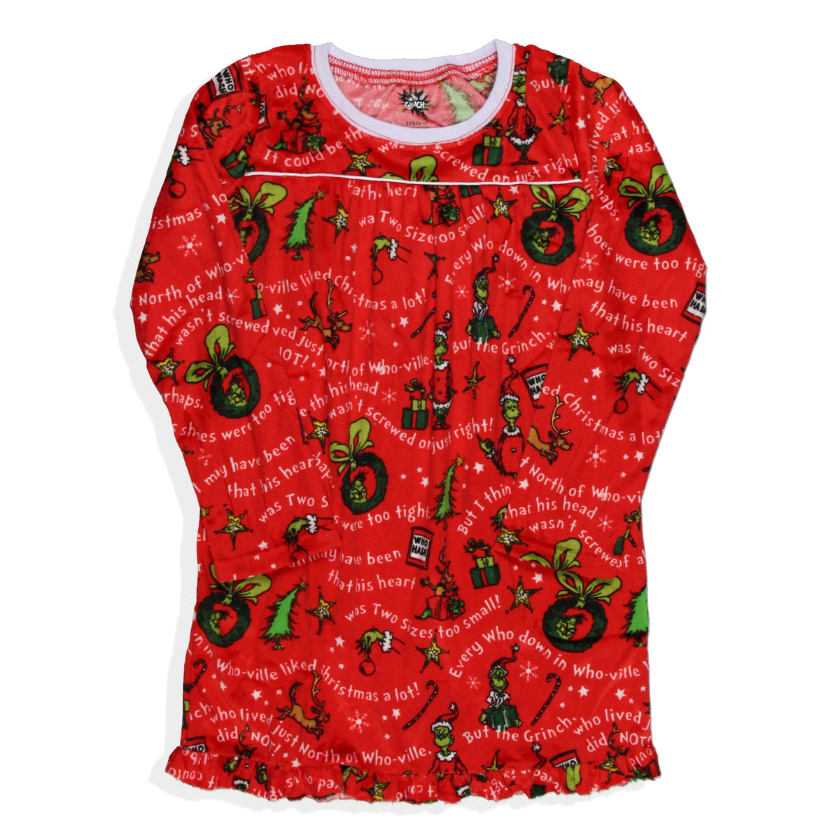 Dr. Seuss GRINCH Christmas Tossed Print Collar Sleep Pajama Set