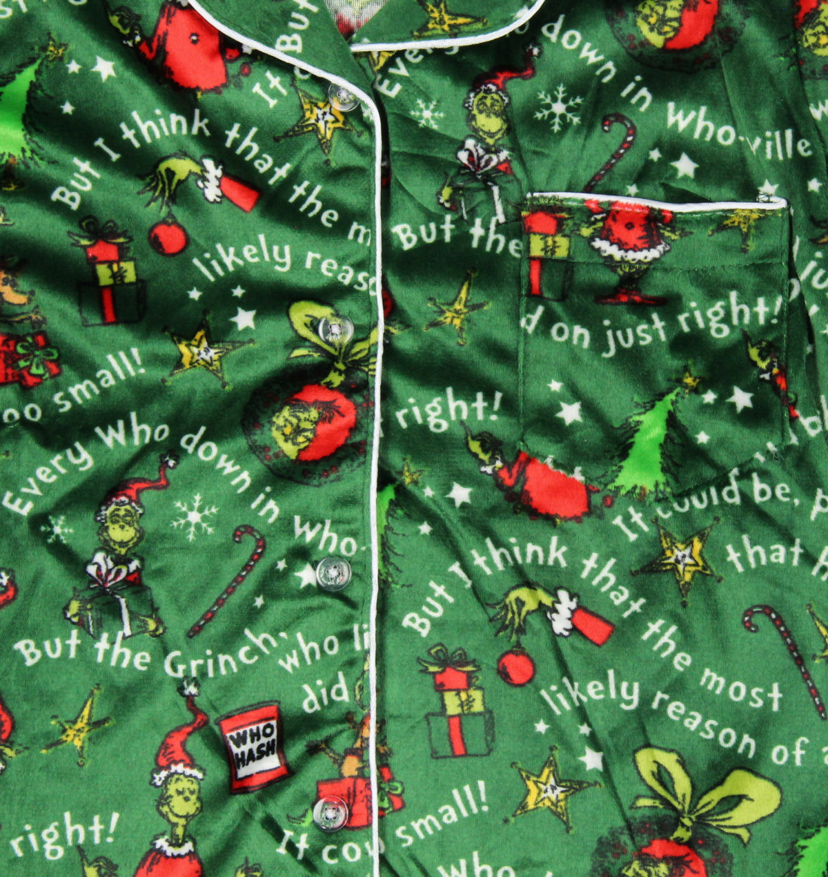 Dr. Seuss GRINCH Christmas Tossed Print Collar Sleep Pajama Set
