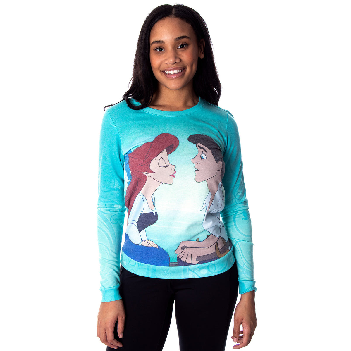 Disney Women's Juniors The Little Mermaid Kiss The Girl Pullover Top