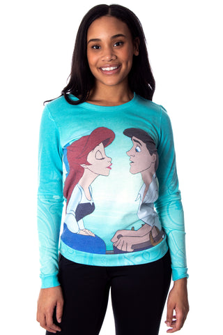 Disney Women's Juniors The Little Mermaid Kiss The Girl Pullover Top