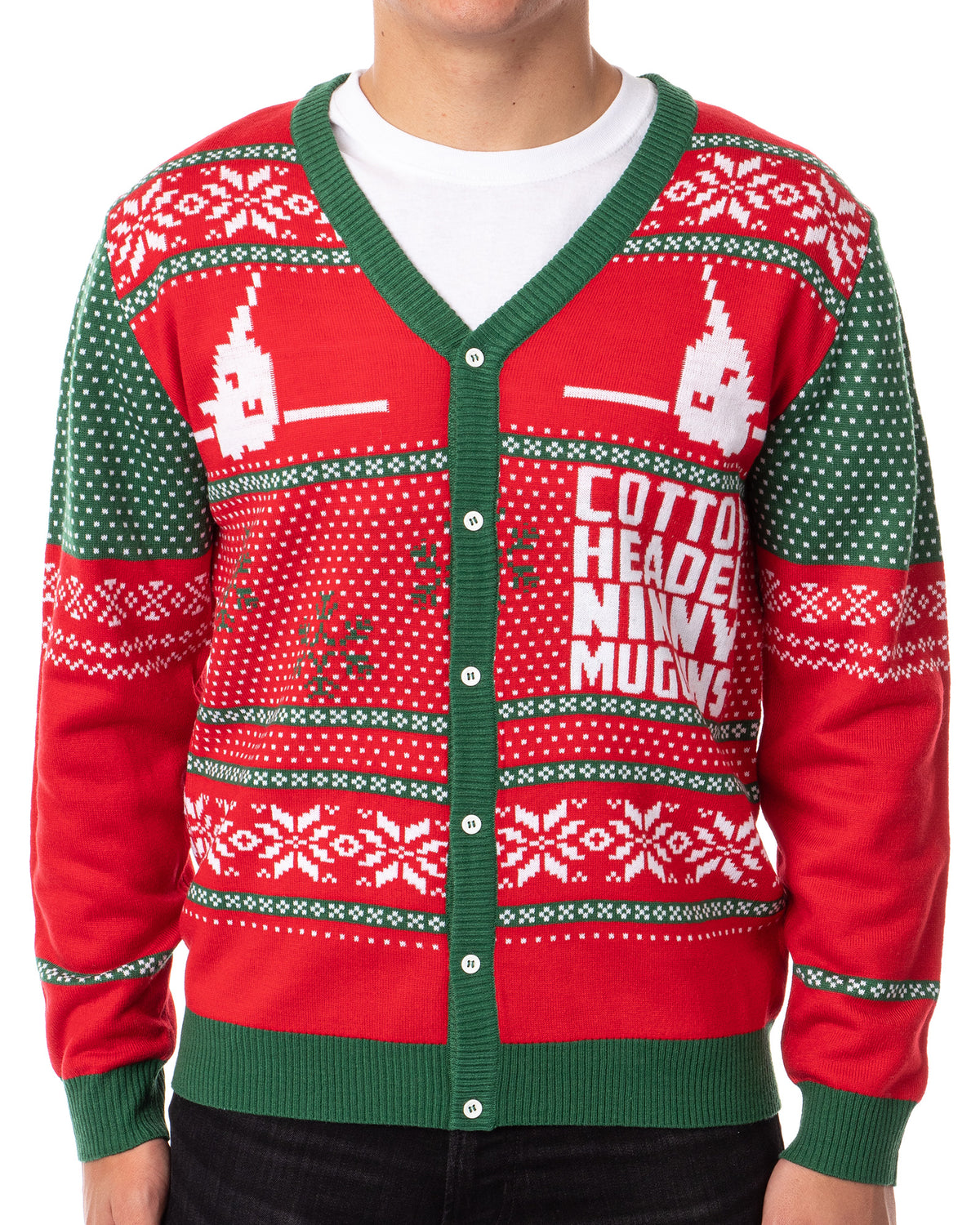ELF The Movie Men's Cotton Headed Ninny Muggins Ugly Sweater for Christmas