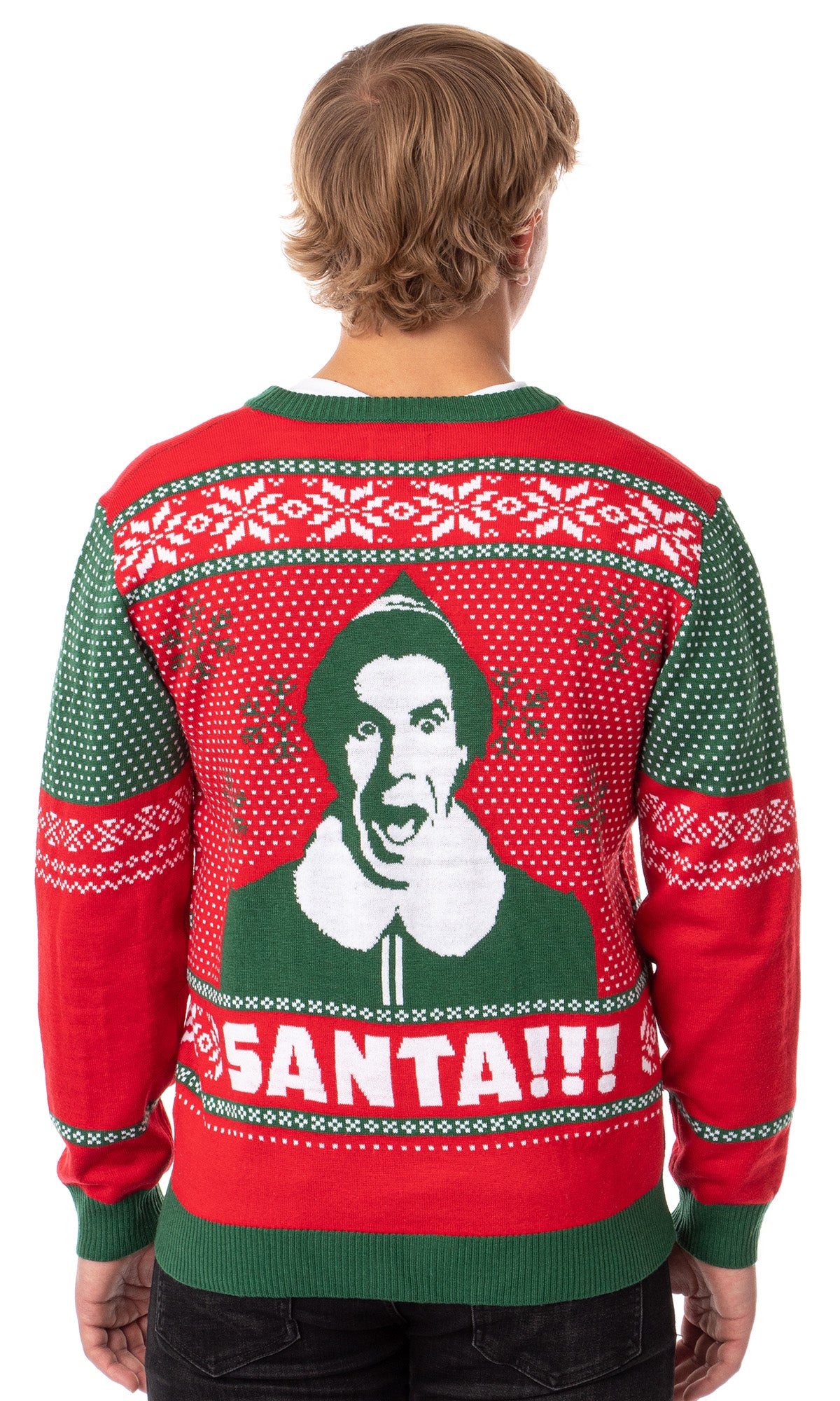 ELF The Movie Men's Cotton Headed Ninny Muggins Ugly Sweater for Christmas