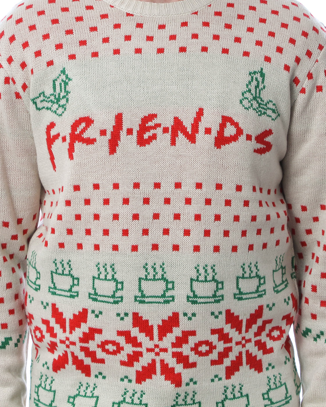 Friends TV Series Men's Logo and Coffee Mugs Ugly Holiday Christmas Sweater