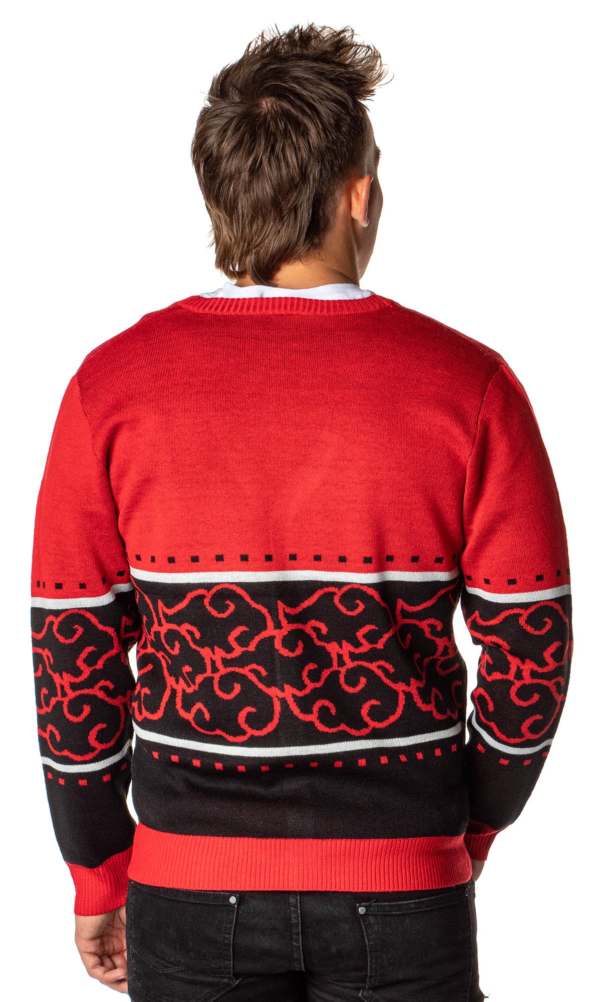 Naruto Shippuden Men's Akatsuki Red Cloud Ugly Sweater for Christmas Cardigan