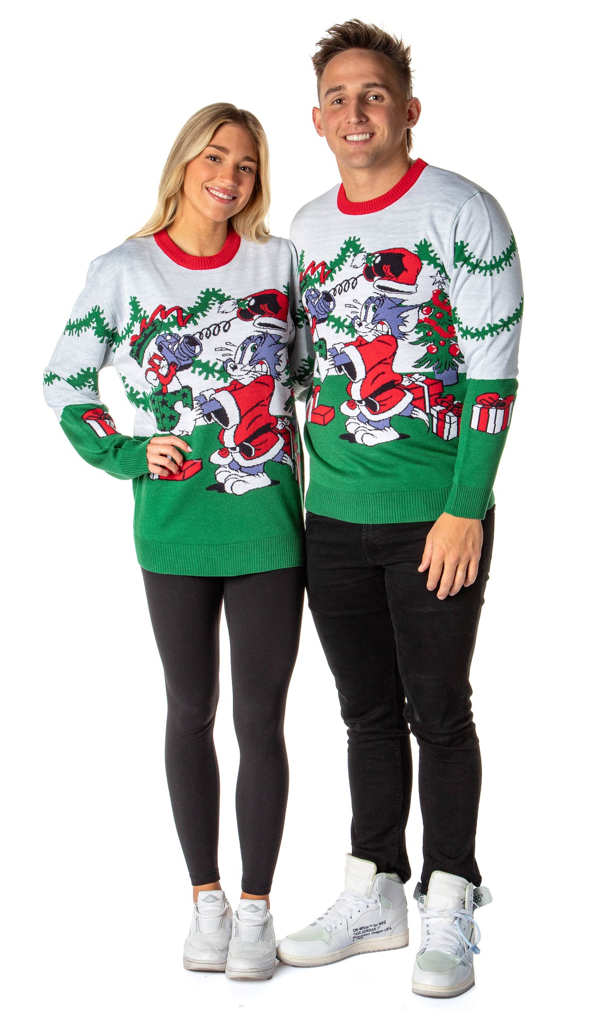 Tom And Jerry Men's Surprise Christmas Present Ugly Sweater Knit Pullover