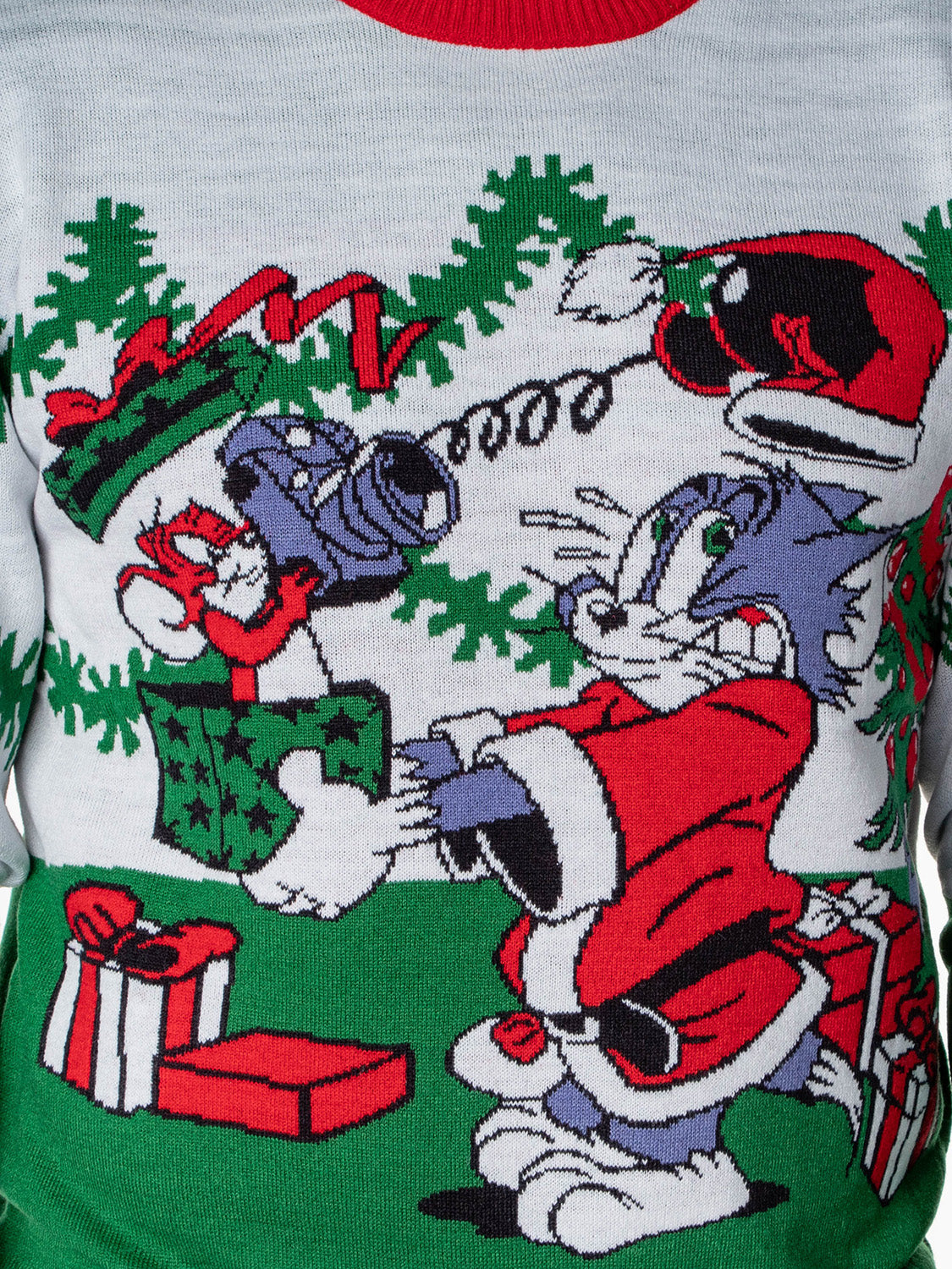 Tom And Jerry Men's Surprise Christmas Present Ugly Sweater Knit Pullover