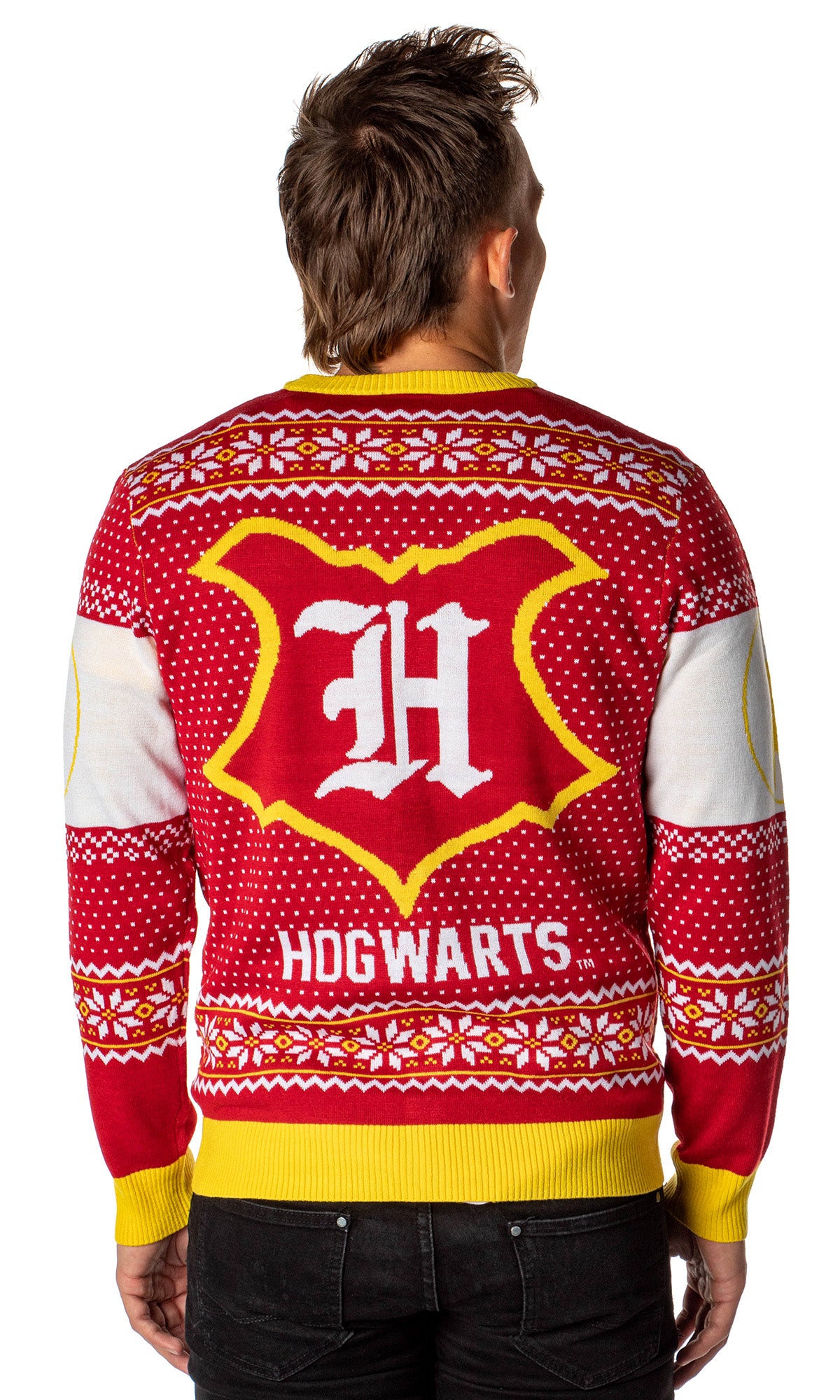 Harry Potter Men's Hogwarts Houses Ugly Sweater for Christmas Cardigan